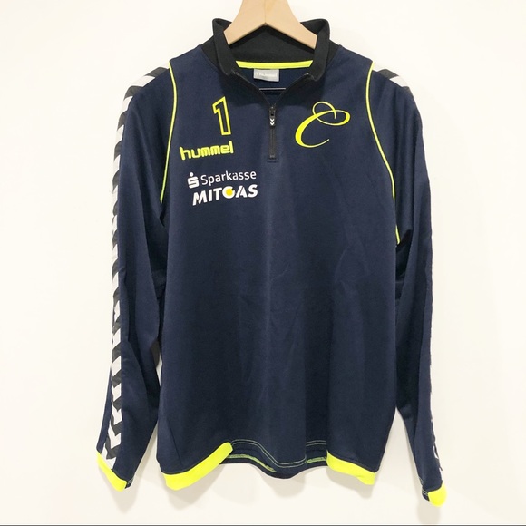 Hummel Navy and Neon Yellow Performance Jacket - Picture 1 of 11